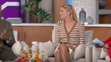 Veronica Beard Delkab Striped Knit Puff Sleeve Top worn by Amanda Kloots as seen in The Talk on February 28, 2024