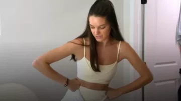 Alo Yoga Airbrush Enso Bra- French Vanilla worn by Ally Lewber as seen in Vanderpump Rules (S11E05)