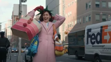 Zara Lim­it­ed Edi­tion Pre­mi­um Wool Blend Coat Light Pink worn by Elsbeth Tascioni (Carrie Preston) as seen in Elsbeth (S01E01)
