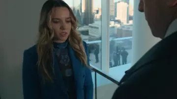 L'Agence Twilight Blue Brooke Blazer worn by Joann (Jane Krakowski) as seen in Elsbeth (S01E01)