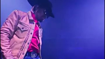 The distressed yellow leather jacket worn by Lil Jon live