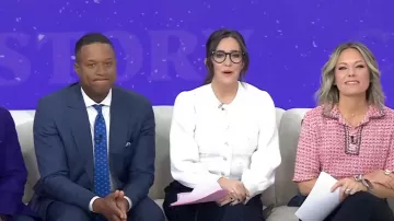 Claudie Pierlot Mareina Flower Embossed Knitted Cardigan worn by Savannah Sellers as seen in Today on March 1, 2024