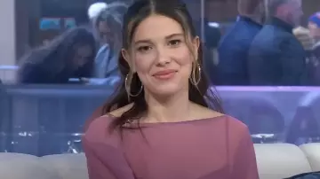 Buci Serafina Shrug worn by Millie Bobby Brown as seen in Today on March 1, 2024