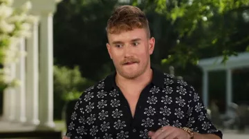 Wax London Daisy Shirt In Black Multi worn by West Wilson as seen in Summer House (S08E02)