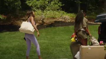 Fabletics Motion365+ Twisted Stripe Pull On Pant worn by Ciara Miller as  seen in Summer House (S08E02)