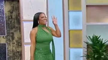 Alex Perry Scarf Wrap Crystal Bodysuit worn by Kandi Burruss as seen in Tamron Hall Show on February 29, 2024