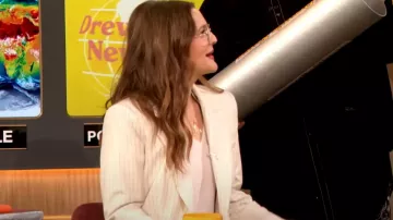 Ann Taylor Tipped Tie Neck Top worn by Drew Barrymore as seen in The Drew Barrymore Show on  March 1, 2024