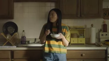 BDG at Urban Outfitters Boston Oversized Short Sleeve Ringer Tee worn by Nora (Awkwafina) as seen in Awkwafina is Nora From Queens (S02E05)