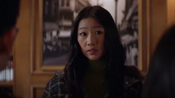 Sandro Checked Coat worn by Nicky Shen (Olivia Liang) as seen in Kung Fu (S02E06)