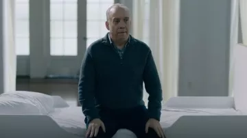 Polo Ralph Lauren Piqué Quar­ter Zip Pullover worn by Chuck Rhoades (Paul Giamatti) as seen in Billions (S06E10)