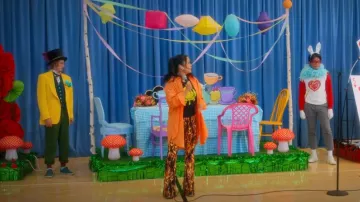 Dolls Kill Flame Mesh Flare Pants worn by Erika Vu (Lana Condor) as seen in Boo, Bitch (S01E06)