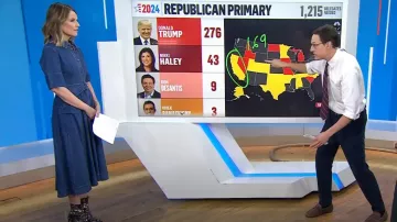Botín de media pantorrilla con paneles con estampado de jardín de Valentino usado por Savannah Guthrie como se ve en Today el 5 de marzo de 2024