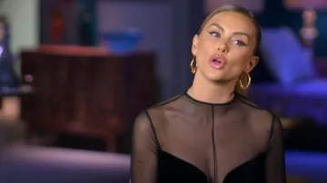Miss Circle Mavise Black Velvet Mesh Long Sleeve Dress worn by Lala Kent as seen in Vanderpump Rules (S11E06)