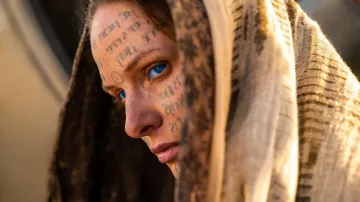 Beige Hood costume worn by Jessica (Rebecca Ferguson) as seen in Dune: Part Two movie wardrobe