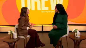 Blazer à carreaux marron Max Mara porté par Drew Barrymore dans The Drew Barrymore Show le 4 mars 2024