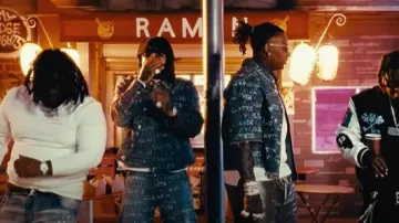 Lanvin x Future Blue Denim Allover-Logo Jeans porté par Money Man à Turnt avec Moneybagg Yo (Vidéo officielle)