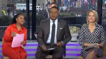 Mable Front Tie Shirt Midi Dress in Tomato Red worn by Sheinelle Jones as seen in Today on March 6, 2024