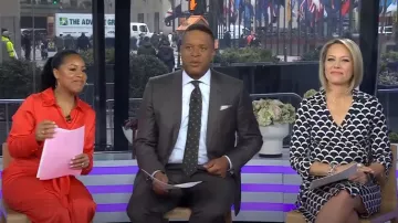 Julie Brown Wrap Dress in Navy Sea Scallop worn by Al Roker as seen in Today on March 6, 2024