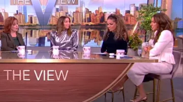 Self Portrait Embellished Boucle Tweed Peplum Midi Dress worn by Alyssa Farah as seen in The View on March 6, 2024