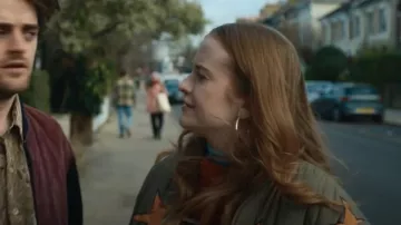 Obey Scribbly Stars Reversible Liner Jacket worn by Jen (Máiréad Tyers) as seen in Extraordinary (S02E01)