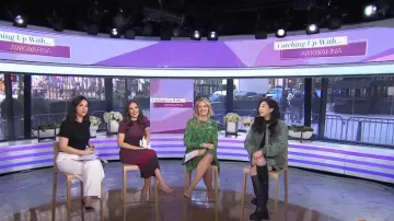 Simkhai Rollins Mixed Media Jacket worn by Awkwafina as seen in Today on March 8, 2024