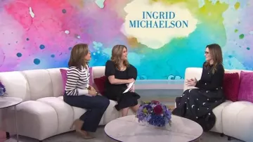 Batsheva Moon-motif Flared Midi Skirt worn by Ingrid Michaelson as seen in Today with Hoda & Jenna on March 8, 2024