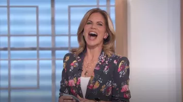 Cinq à Sept Flo­ral Ruched Sleeve Blaz­er worn by Natalie Morales as seen in The Talk on March 8, 2024