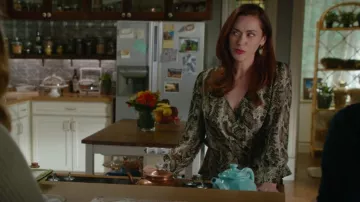 Cupcakes And Cashmere Jasper Snake Wrap Top worn by Abigail Pershing (Sarah Power) as seen in Good Witch (S07E02)