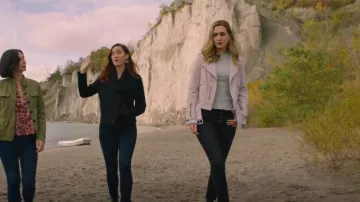 AllSaints Suede Balfern Biker Jacket worn by Joy Harper (Katherine Barrell) as seen in Good Witch (S07E02)