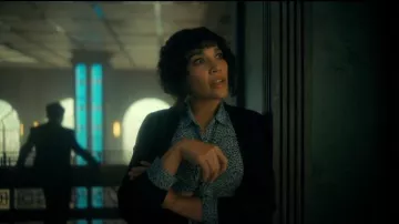 Rails Josephine Animal-print Button-down Shirt In Blue Lynx worn by Allison Hargreeves (Emmy Raver-Lampman) as seen in The Umbrella Academy (S03E08)