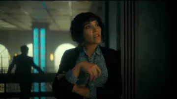 Rails Josephine Animal-print Button-down Shirt In Blue Lynx worn by Allison Hargreeves (Emmy Raver-Lampman) as seen in The Umbrella Academy (S03E08)