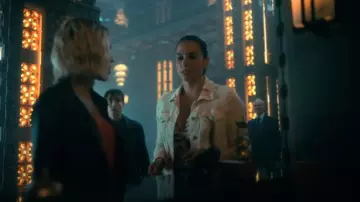 Free People Rumors Denim Jacket worn by Sloane Hargreeves (Genesis Rodriguez) as seen in The Umbrella Academy (S03E10)