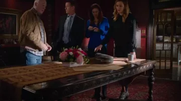 All Saints Aster Snake Booties worn by Joy Harper (Katherine Barrell) as seen in Good Witch (S07E09)