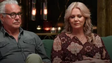 Autograph Plus Size - Womens Midi Dress - Red - Winter Floral Smock Fashion worn by Andrea Thompson as seen in Married at First Sight (S11E25)