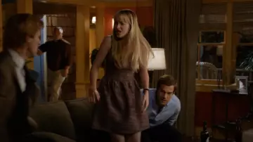 Aqua Pink/Black Tweed Dress worn by Kate Fox (Dakota Johnson) as seen in Ben and Kate (S01E07)