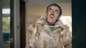 Nili Lotan Si­mon Coat worn by Trevor (Rowan Atkinson) as seen in Man Vs Bee (S01E04)