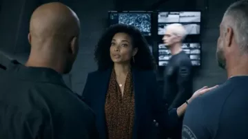 Theory Blouson Sleeve Top worn by Nichelle Carmichael (Rochelle Aytes) as seen in S.W.A.T. (S07E04)