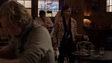 Zara Animal Print Biker Jacket worn by Veronica Fisher (Shanola Hampton) as seen in Shameless (S11E08)