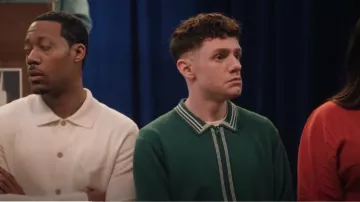 Paul Fredrick Cotton Full Zip Polo worn by Jacob Hill (Chris Perfetti) as seen in Abbott Elementary (S03E06)