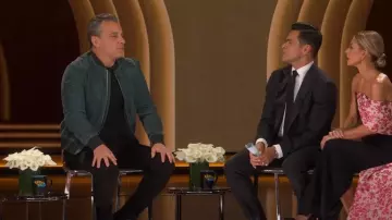 Paul Smith Suede Bomber Jacket worn by Sebastian Maniscalco as seen in LIVE with Kelly and Mark on March 11, 2024
