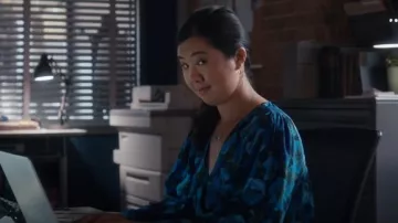 The Kooples Floral Print Short Wrap Dress worn by Zoe Chow (Samantha Wan) as seen in Private Eyes (S05E07)