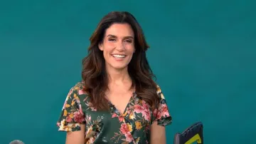 Nicole Miller Floral Ruffle Dress worn by Adriane Kiss as seen in CBS Mornings on March 11, 2024