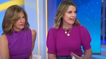 Ulla Johnson Lotta Top In Thistle porté par Savannah Guthrie comme on le voit dans Today le 12 mars 2024