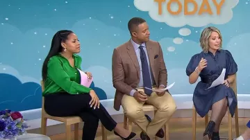 Zara Satin Effect Shirt in Mid-Green worn by Sheinelle Jones as seen in Today on  March 12, 2024