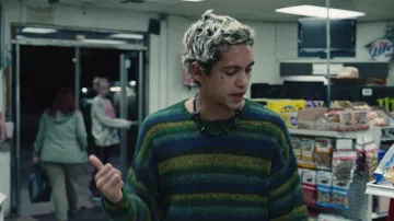 Striped Green Jumper worn by Elliot (Dominic Fike) as seen in Euphoria TV show outfits (Season 2 Episode 4)