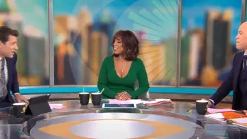 J. Crew Long Sleeve V Neck Ribbed Sweater Dress worn by Gayle King as seen in CBS Mornings on March 13, 2024
