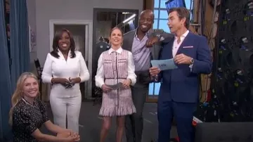 Maje Ratri Dress worn by Natalie Morales as seen in The Talk on March 12, 2024