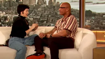 Reiss Knitted Cuban Collar Shirt worn by Dwayne Johnson as seen in The Drew Barrymore Show on March 13, 2024