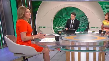 Boss Damaisa Sheath worn by Jill Schlesinger as seen in CBS Mornings on March 14, 2024