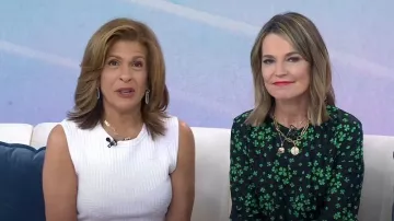 Kendra Scott Danielle Mother Of Pearl Link Charm Huggie Hoop Earrings worn by Hoda Kotb as seen in Today on March 14, 2024